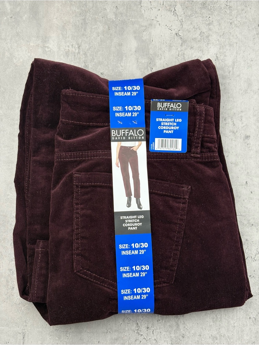 Buffalo David Bitton Women's Stretch Straight Leg Corduroy Pants, Mulberry,10/30